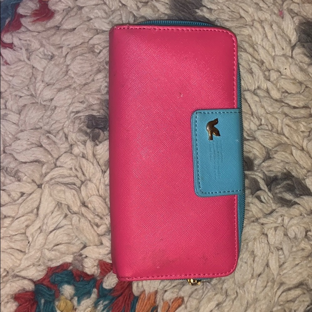 Pink and blue wallet